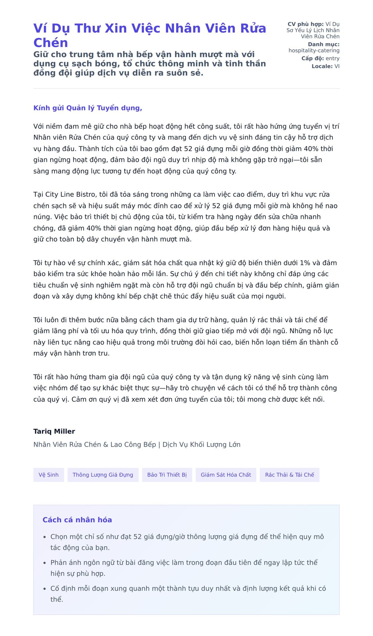 Bản xem trước thư xin việc cho Ví Dụ Thư Xin Việc Nhân Viên Rửa Chén