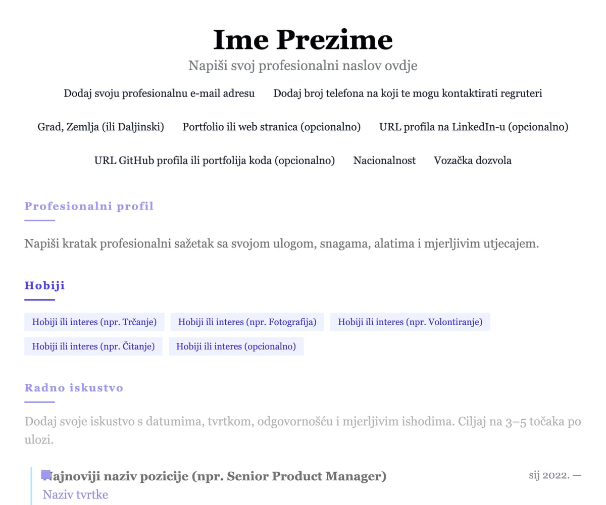 Vremenska linija preview