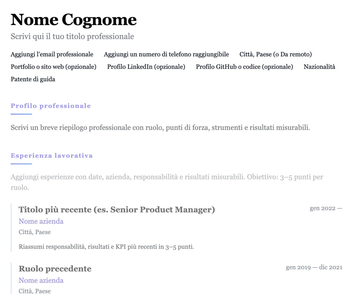 Intestazione preview