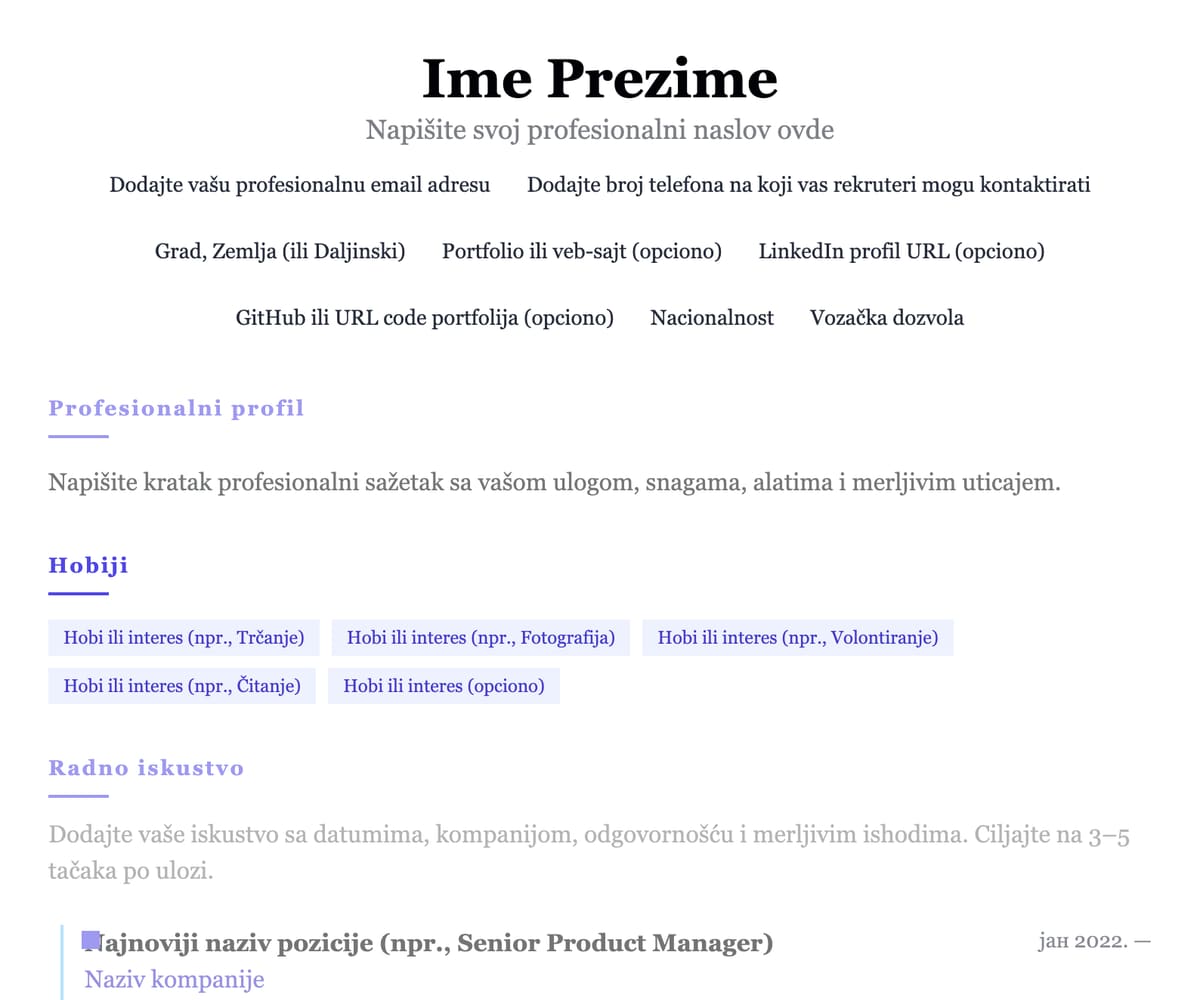 Vremenska linija preview