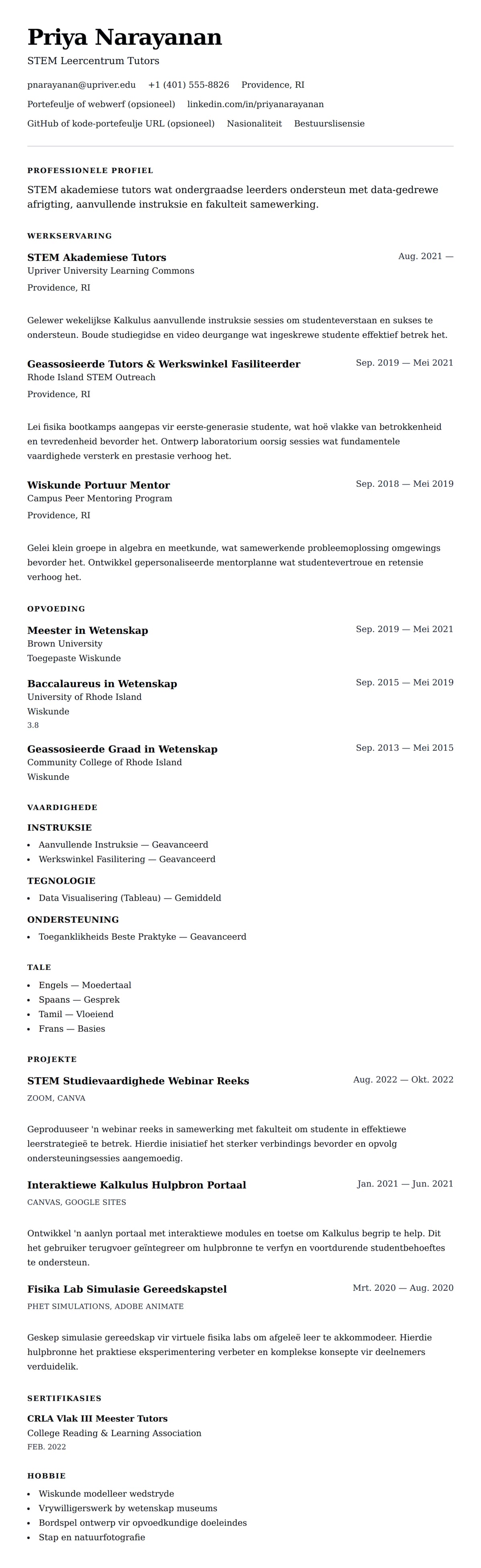 Leweensbeskrywing-vooruitskouk vir Akademiese Tutors Lewensloop Voorbeeld