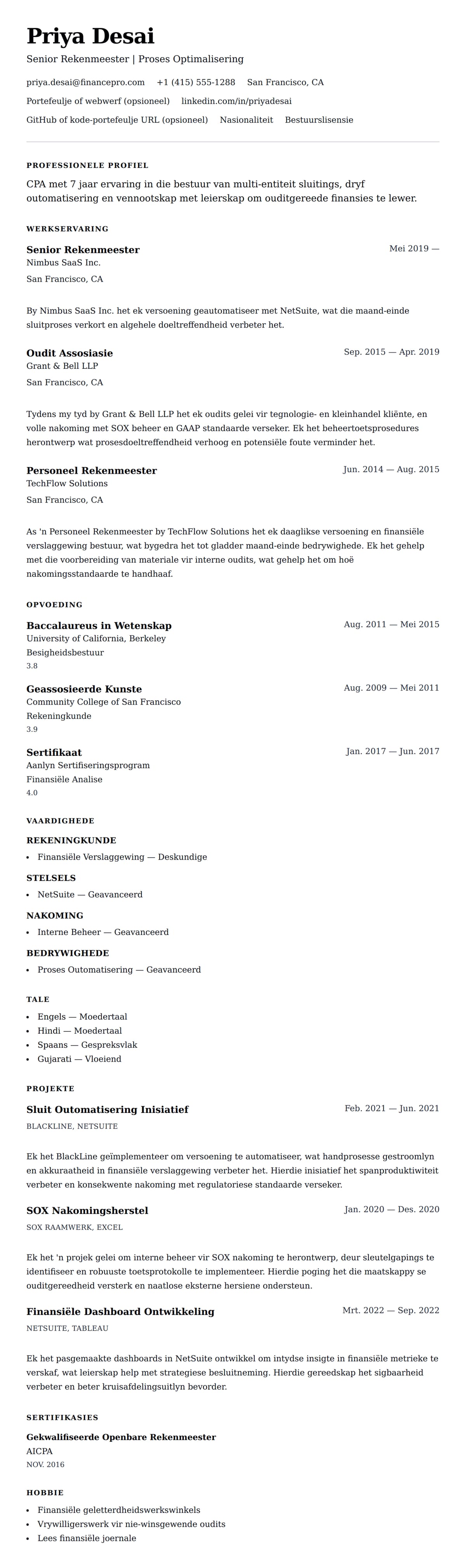 Leweensbeskrywing-vooruitskouk vir Rekenmeester Lewensloop Voorbeeld