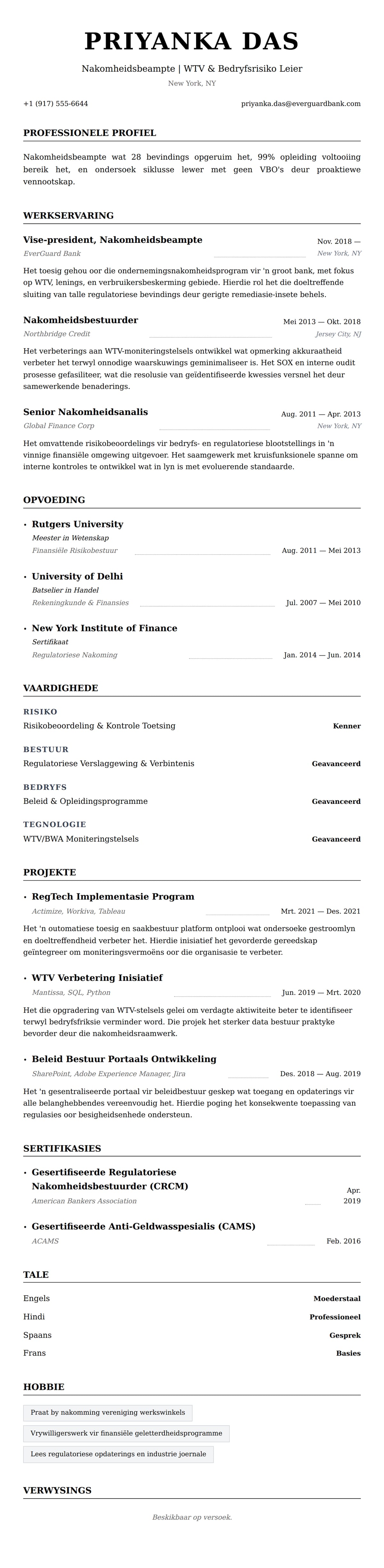 Leweensbeskrywing-vooruitskouk vir Nakomheidsbeampte Lêer Voorbeeld