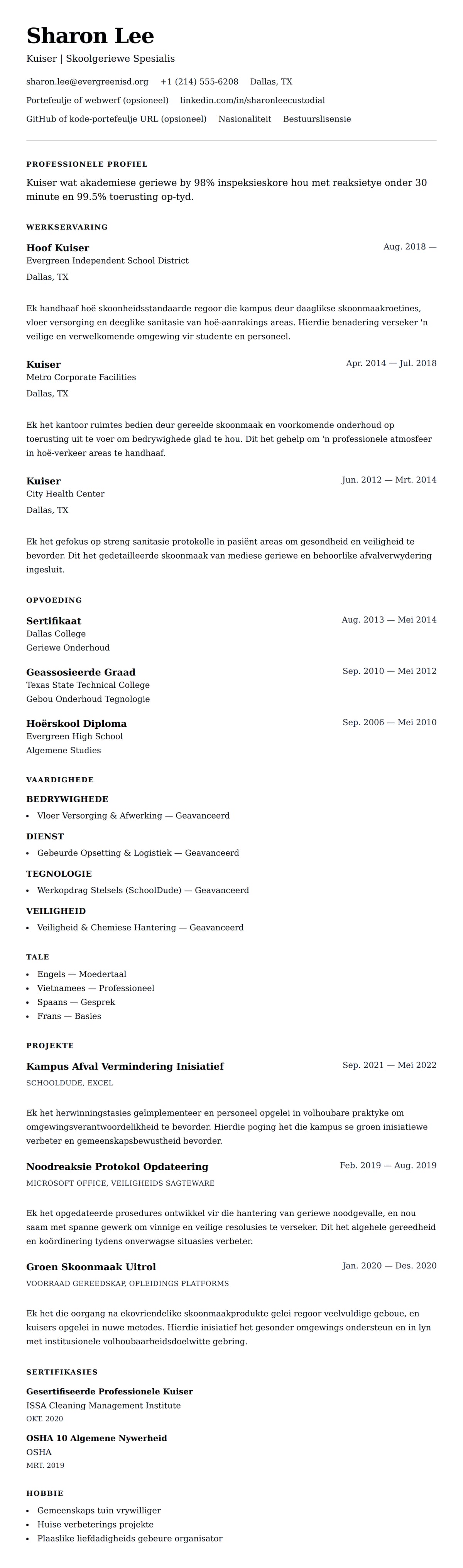 Leweensbeskrywing-vooruitskouk vir Kuiser Lewensloop Voorbeeld