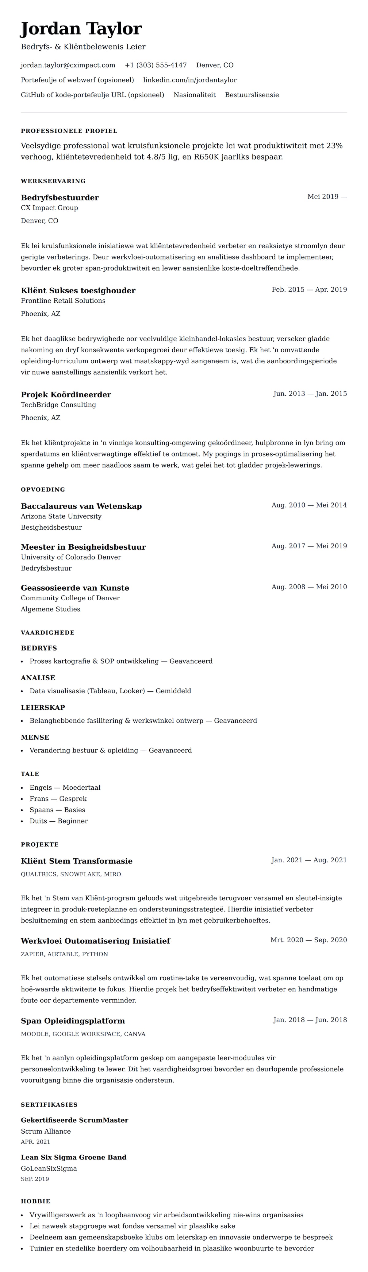 Leweensbeskrywing-vooruitskouk vir Algemene Lewensloop Voorbeeld