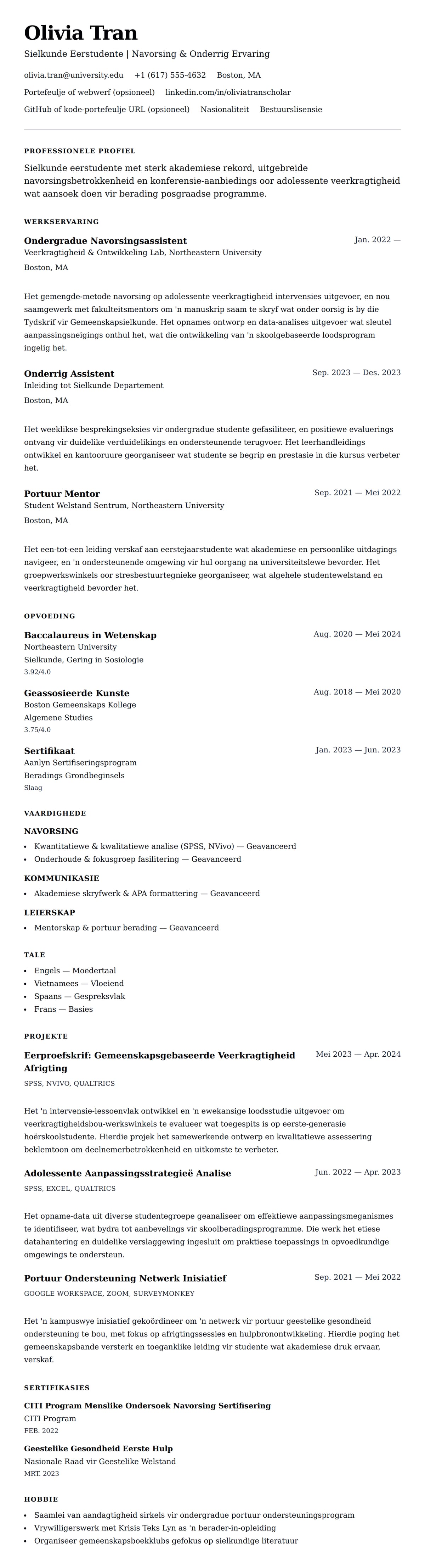 Leweensbeskrywing-vooruitskouk vir Posgraadse Skool Aansoeker Lewensloop Voorbeeld