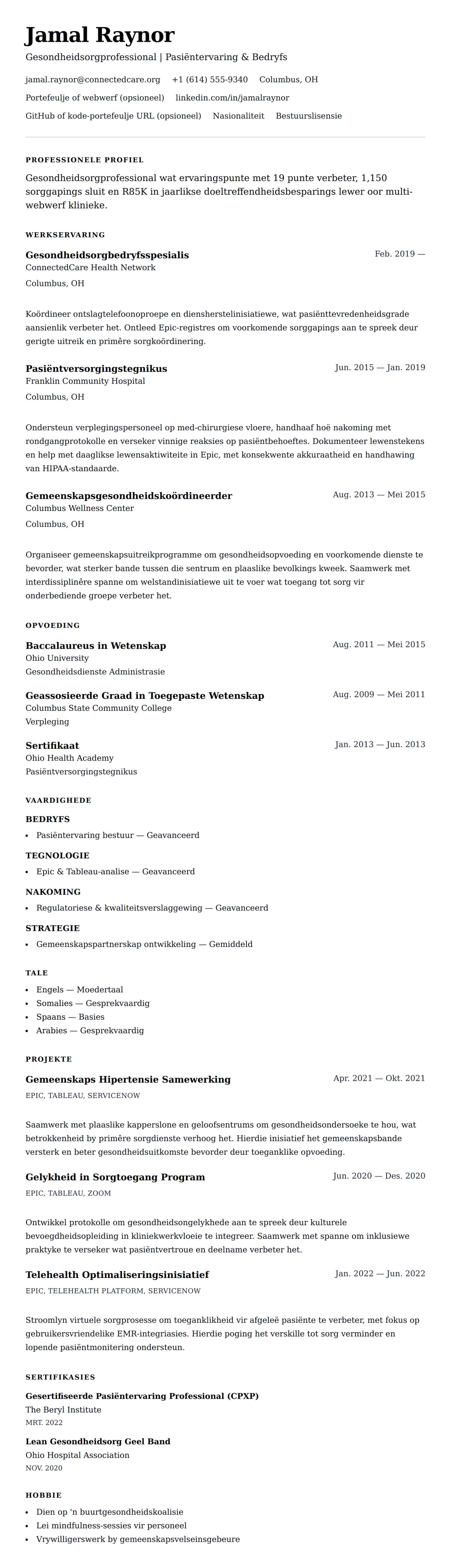 Leweensbeskrywing-vooruitskouk vir Gesondheidsorgprofessional Lewensloop Voorbeeld