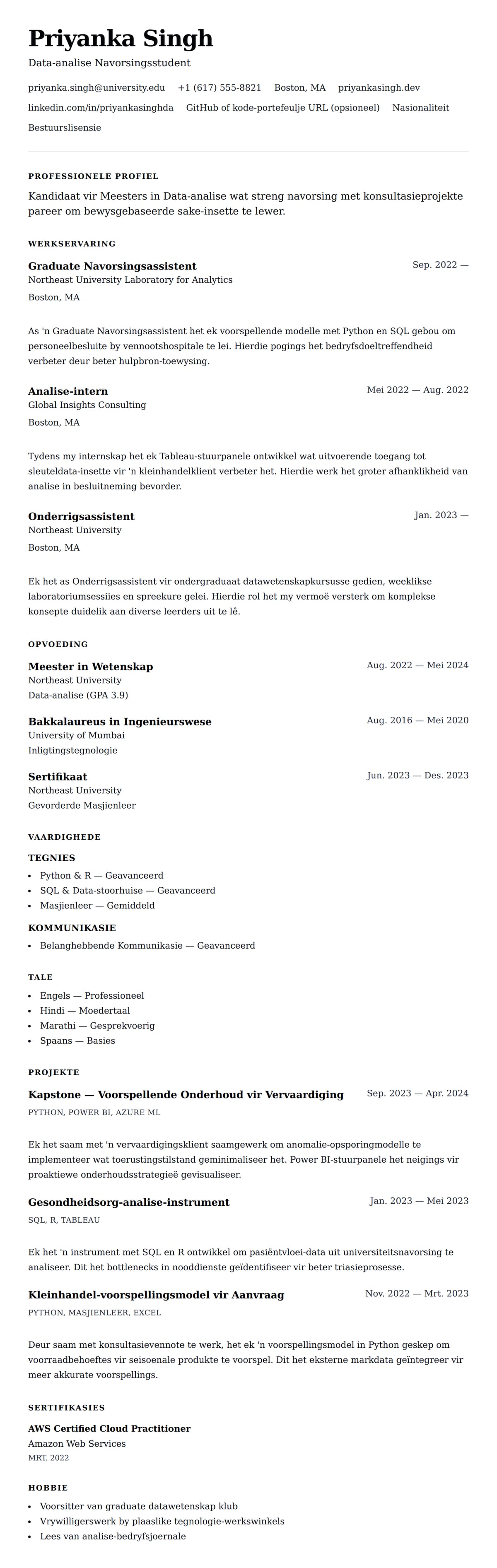 Leweensbeskrywing-vooruitskouk vir Meestersstudent Lewensloop Voorbeeld