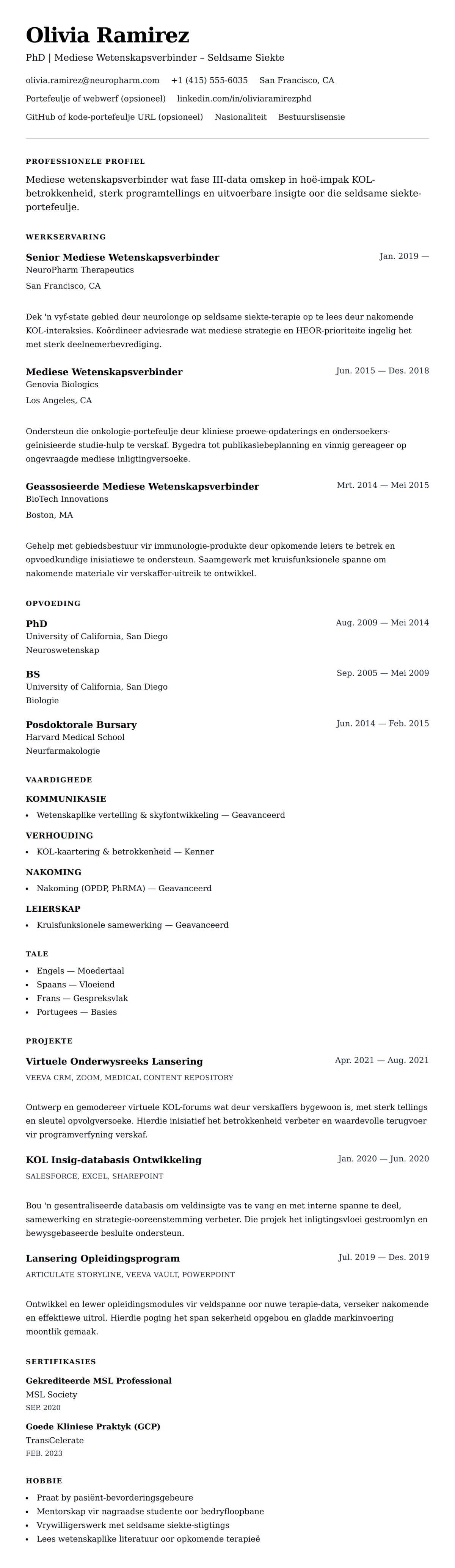 Leweensbeskrywing-vooruitskouk vir Mediese Wetenskapsverbinder Leweverhaal Voorbeeld