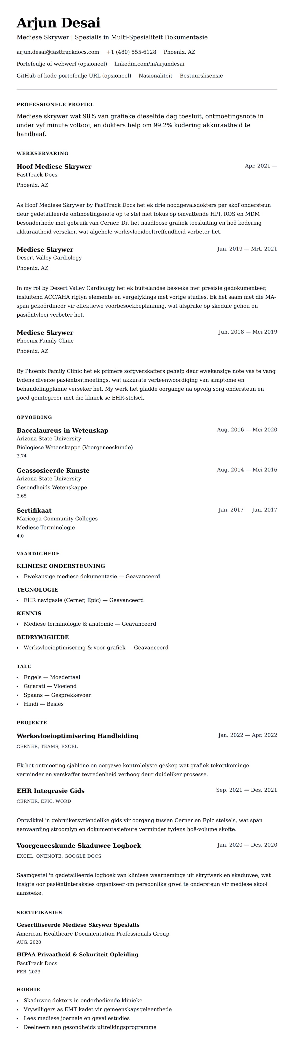 Leweensbeskrywing-vooruitskouk vir Mediese Skrywer Lêer Voorbeeld