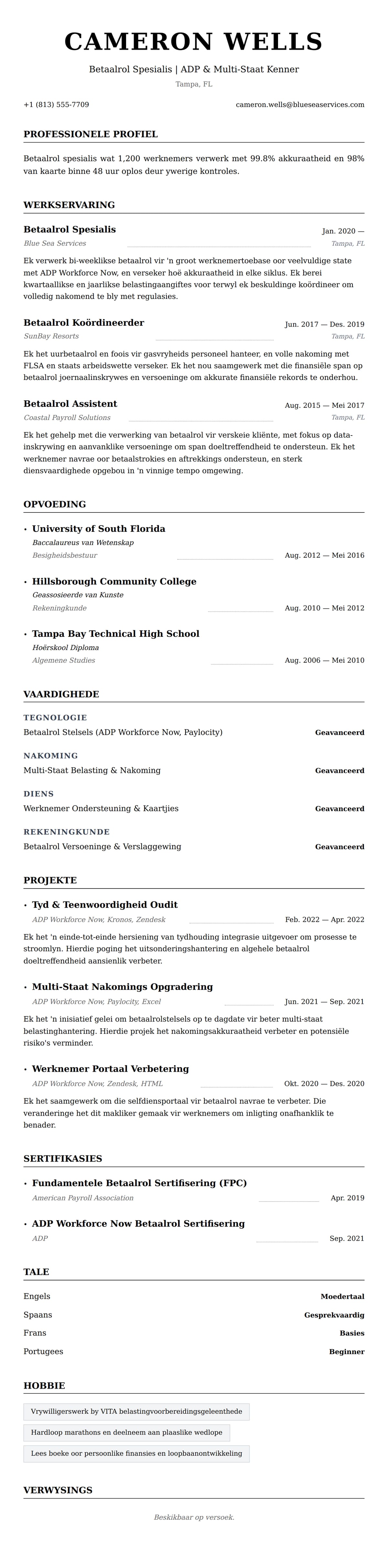 Leweensbeskrywing-vooruitskouk vir Betaalrol Spesialis Leefvoorskot Voorbeeld