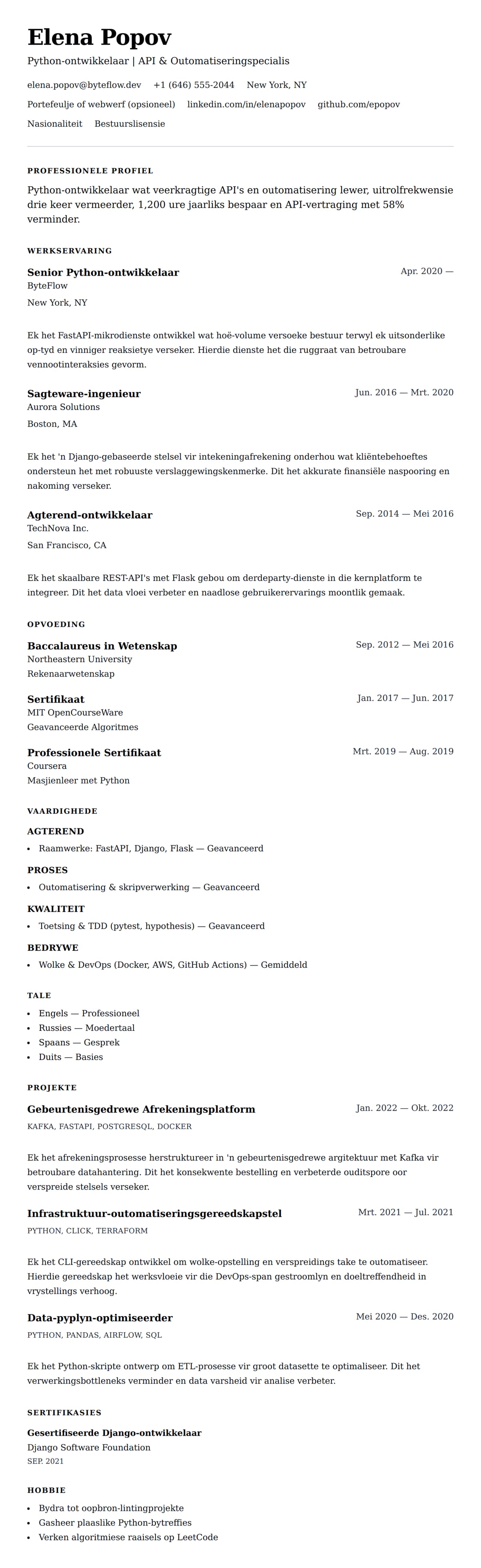 Leweensbeskrywing-vooruitskouk vir Python-ontwikkelaar Lewensloop Voorbeeld