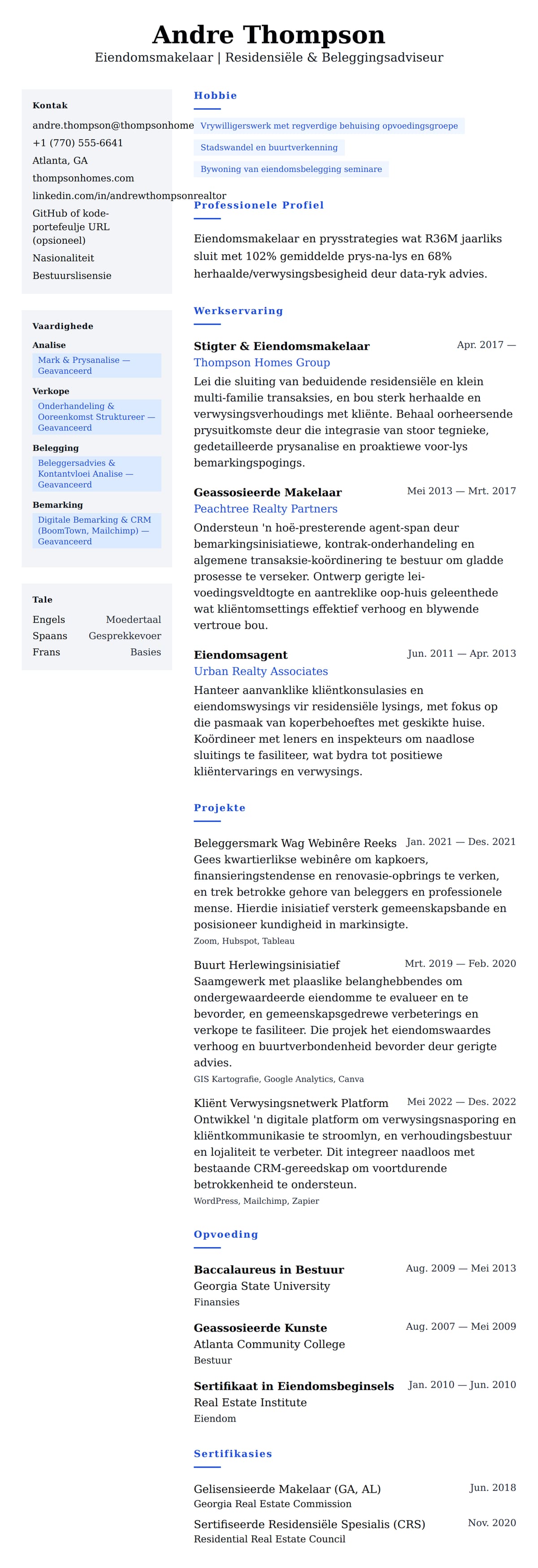 Leweensbeskrywing-vooruitskouk vir Eiendomsmakelaar Leefbegrip Voorbeeld