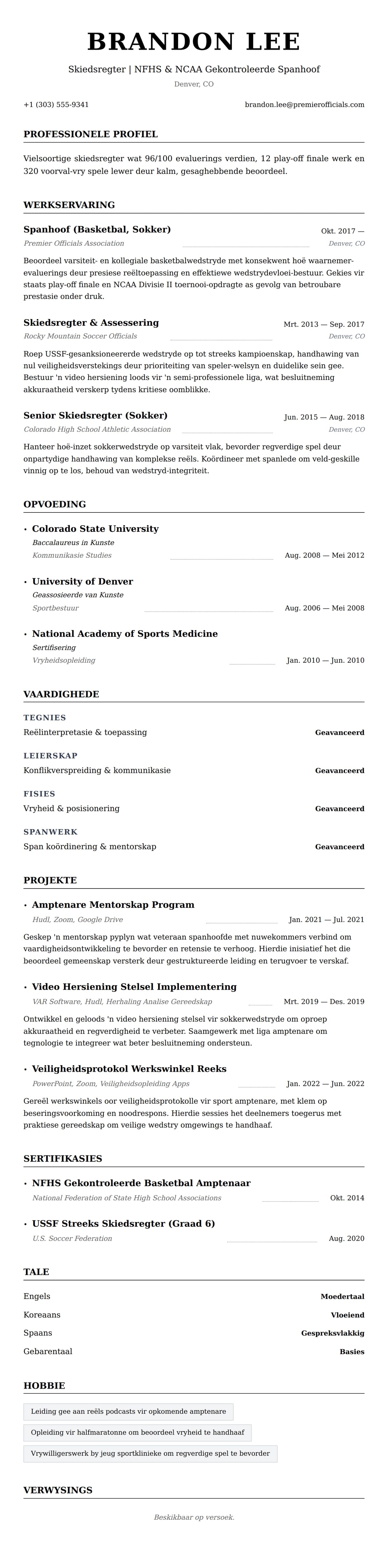 Leweensbeskrywing-vooruitskouk vir Skiedsregter Lewensloop Voorbeeld