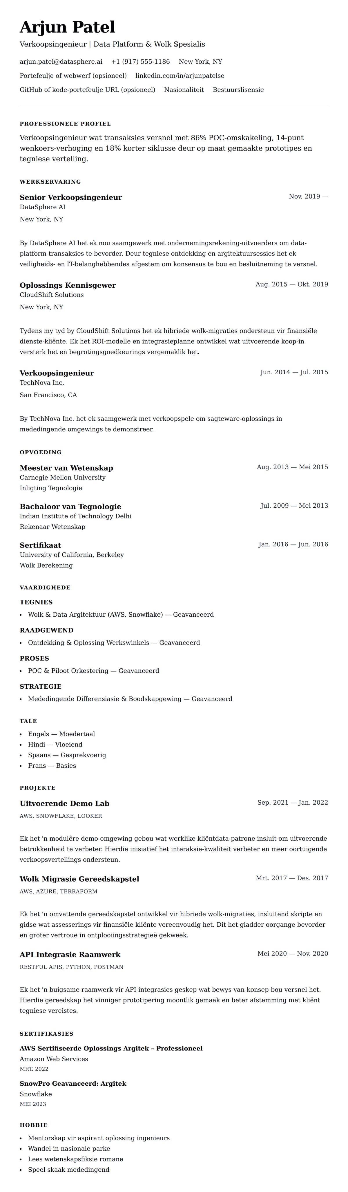 Leweensbeskrywing-vooruitskouk vir Verkoopsingenieur Lewensloop Voorbeeld