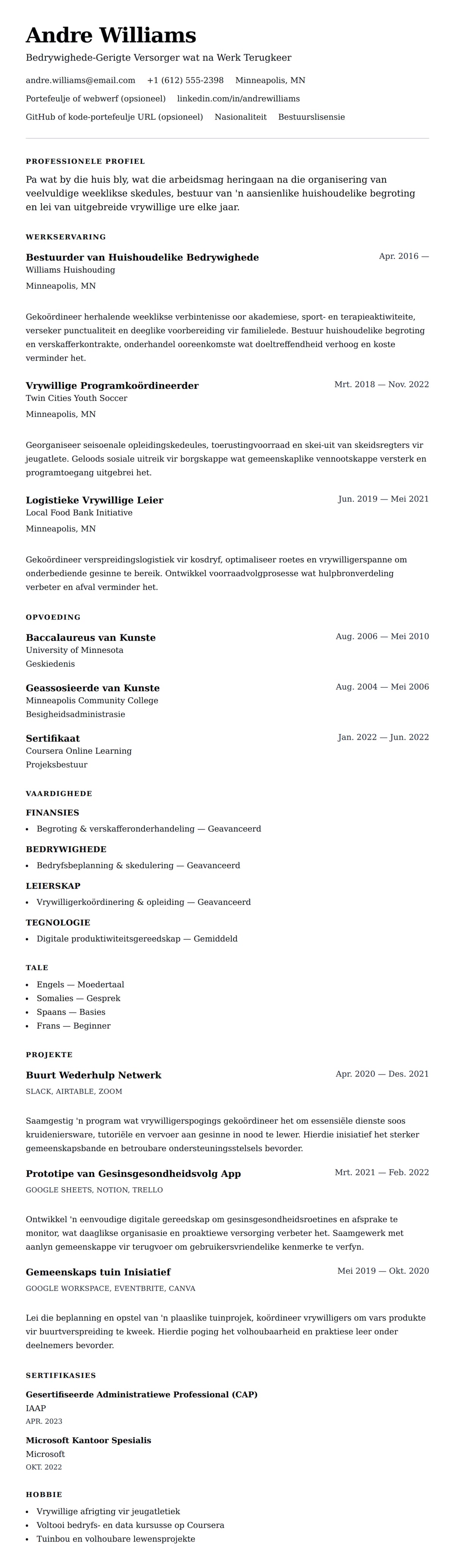 Leweensbeskrywing-vooruitskouk vir Voorbeeld van 'n Lewensloop van 'n Pa wat by die Huis Bly