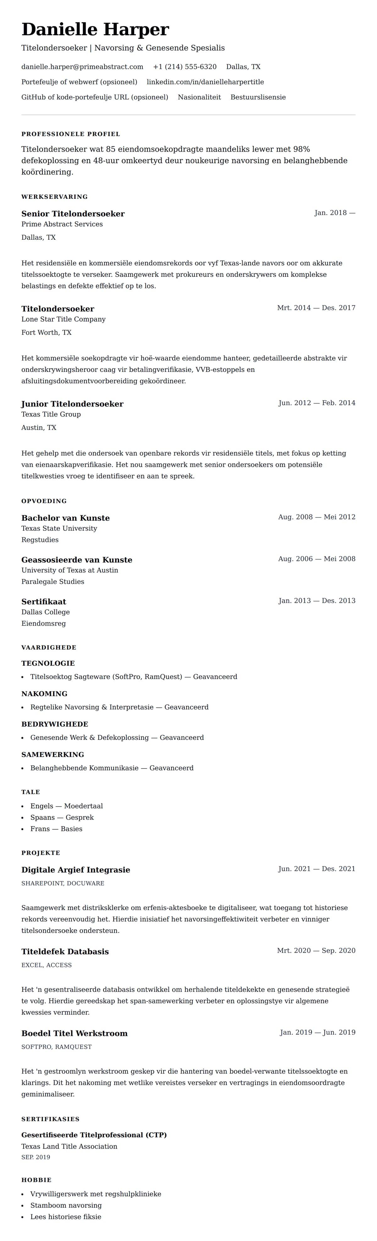 Leweensbeskrywing-vooruitskouk vir Titelondersoeker Lêer Voorbeeld