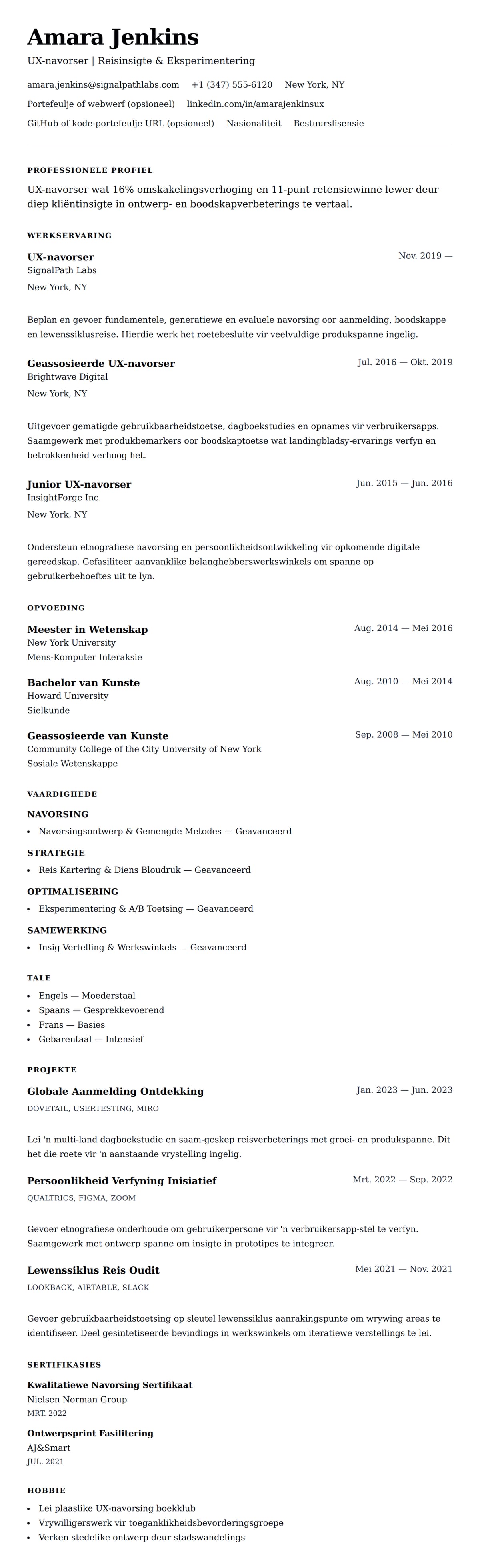 Leweensbeskrywing-vooruitskouk vir UX-navorser Lêer Voorbeeld