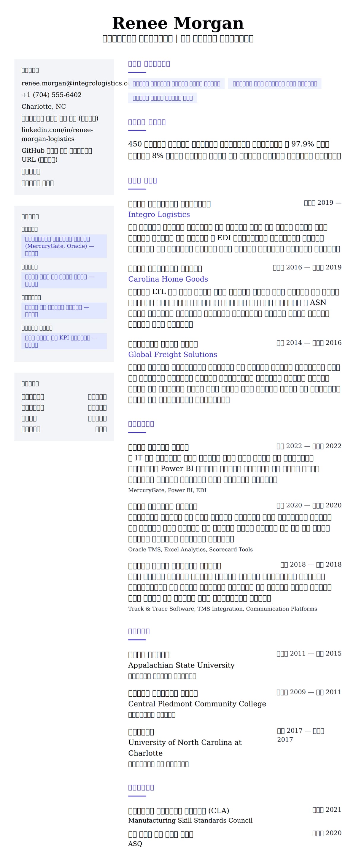 ለ የሎጂስቲክስ ኮኦርዲኔተር ሪዩሜ ምሳሌ የስሌታ መግለጫ