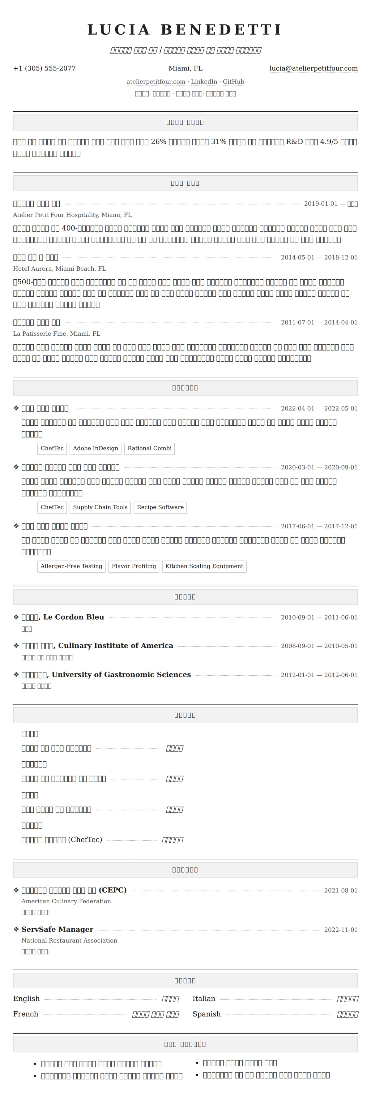 ለ ጣፋጭ ሹፍ ሲቪ ምሳሌ የስሌታ መግለጫ