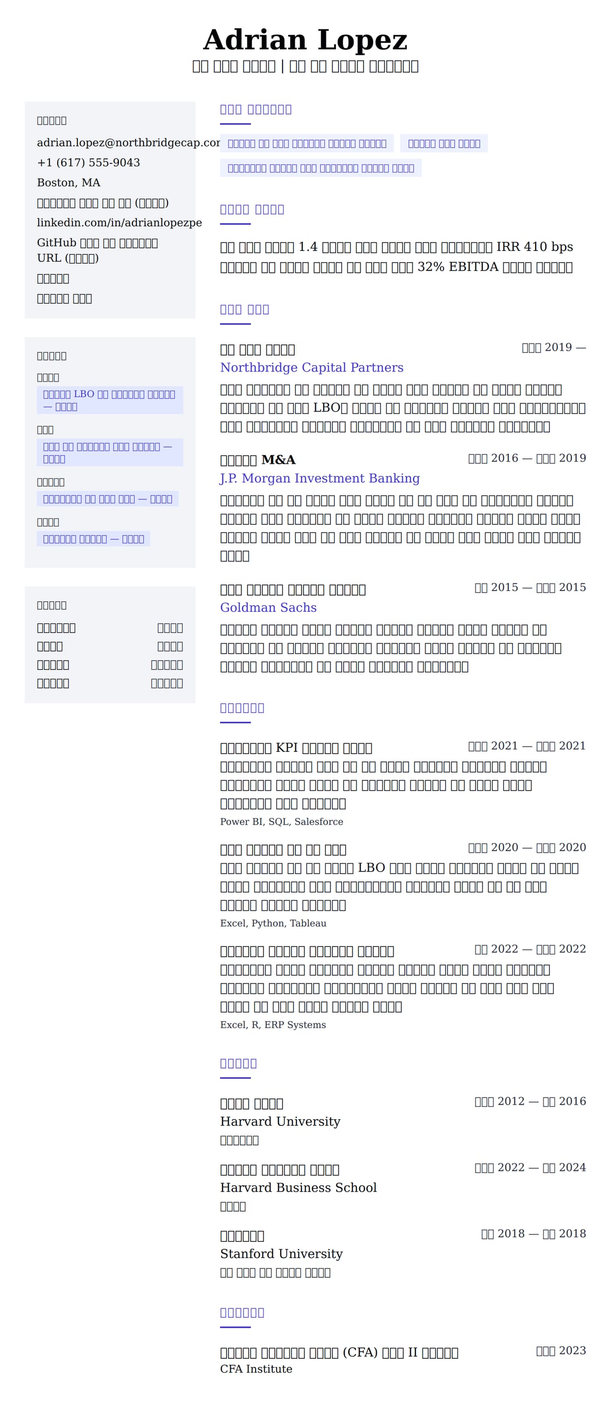 ለ የግል እኩል አማካይ ሪዚዩሜ ምሳሌ የስሌታ መግለጫ