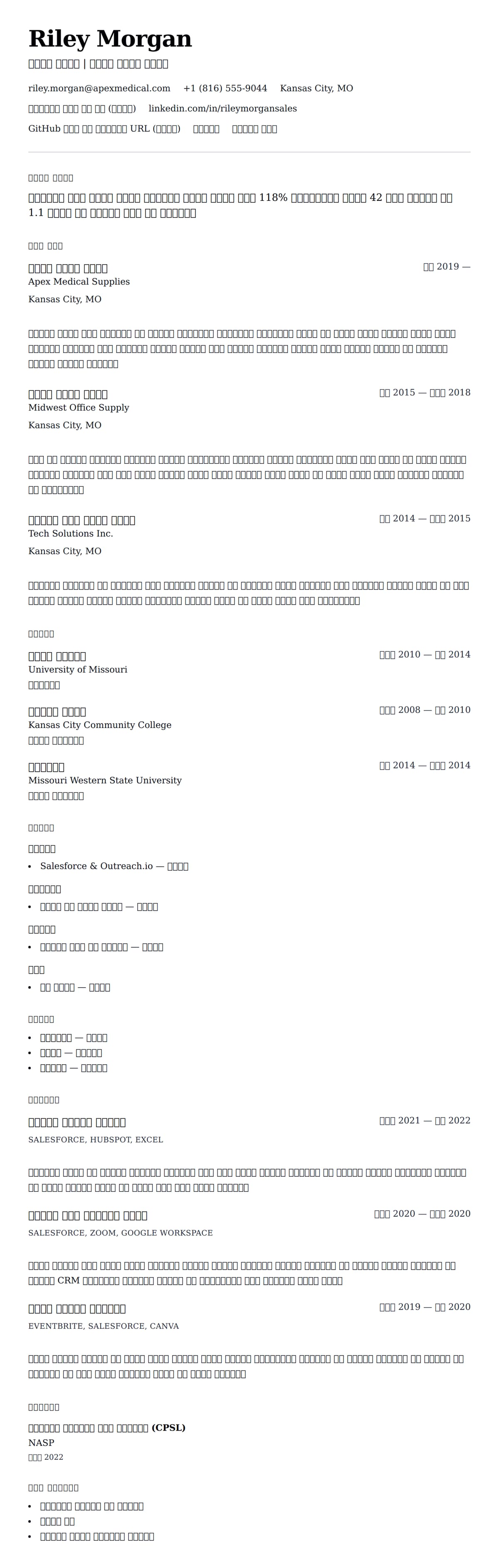 ለ የሽያጭ ተወካይ የCV ምሳሌ የስሌታ መግለጫ