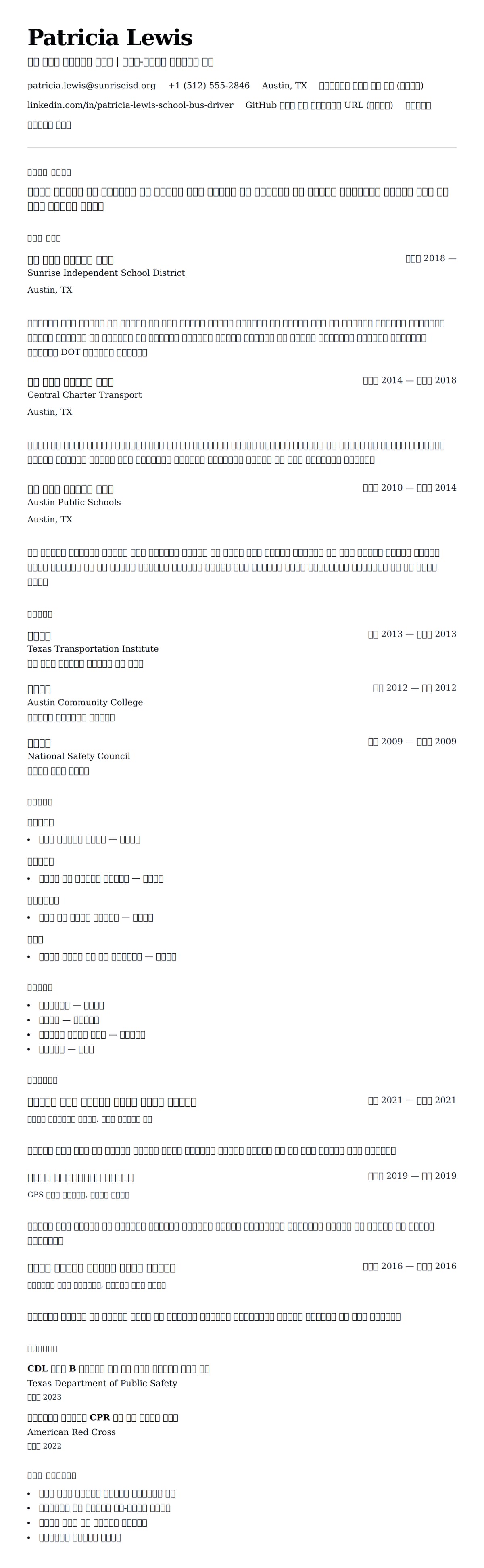 ለ ቤተ ሰብአ አውቶበስ ሹፌር ሪዙሜ ምሳሌ የስሌታ መግለጫ