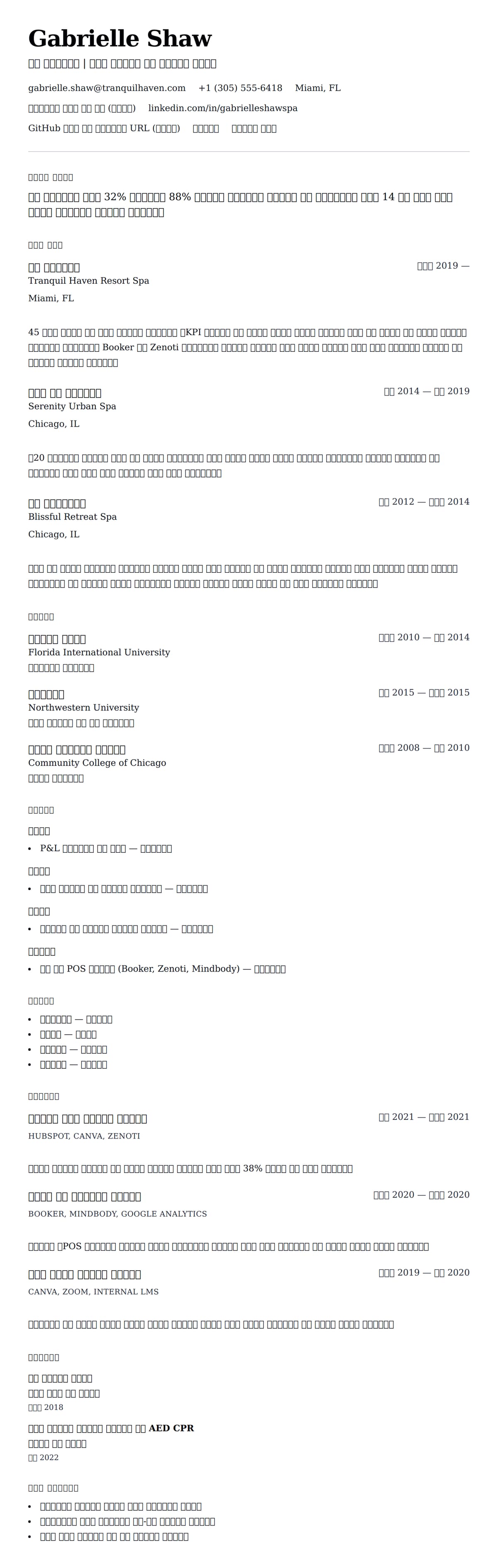 ለ ስፓ አስተዳደር ተለማ ደረጃ ምሳሌ የስሌታ መግለጫ