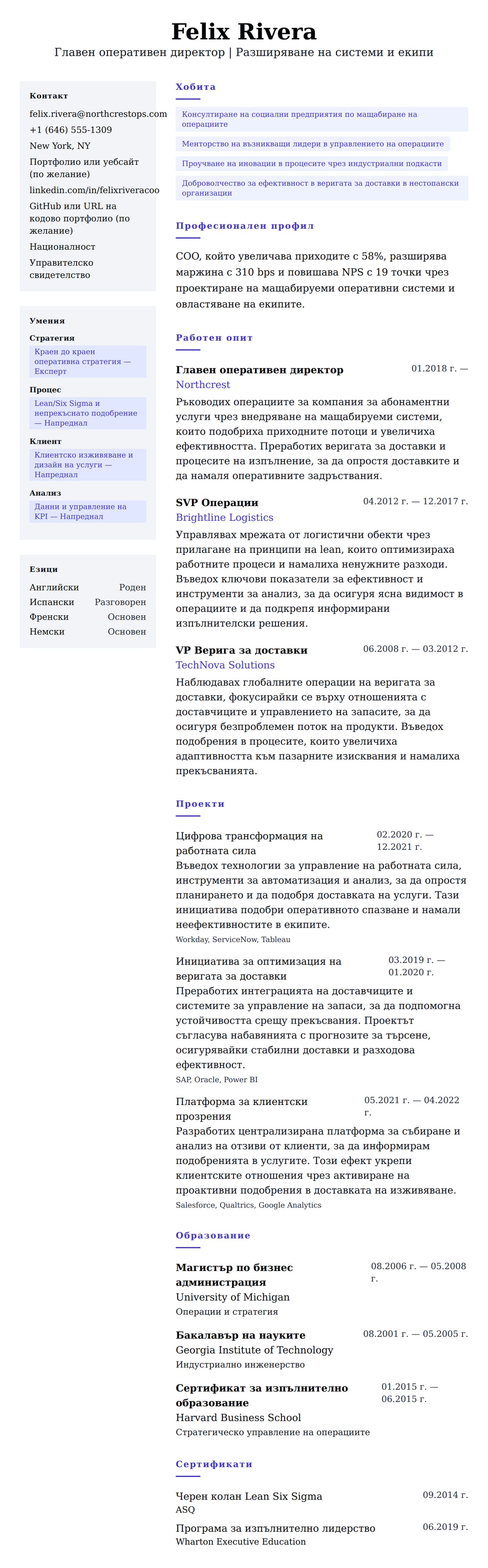 Преглед на резюме за Пример за автобиография на главен оперативен директор
