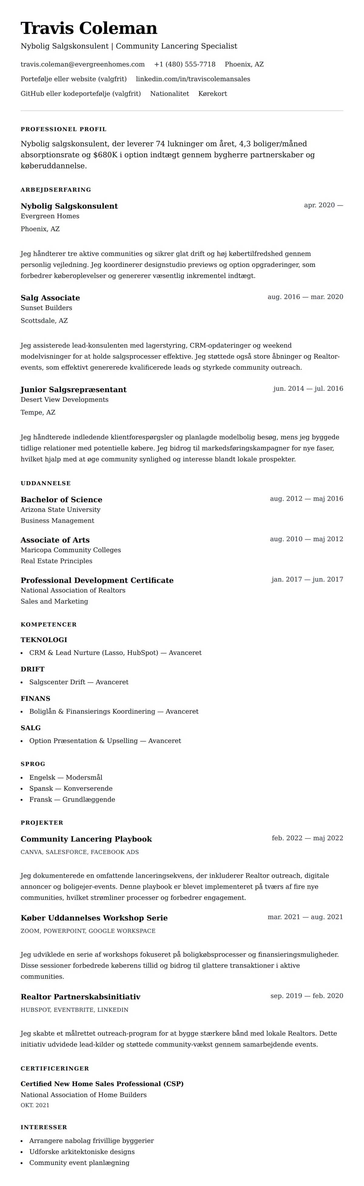 CV-forhåndsvisning for Nybolig Salgskonsulent CV Eksempel