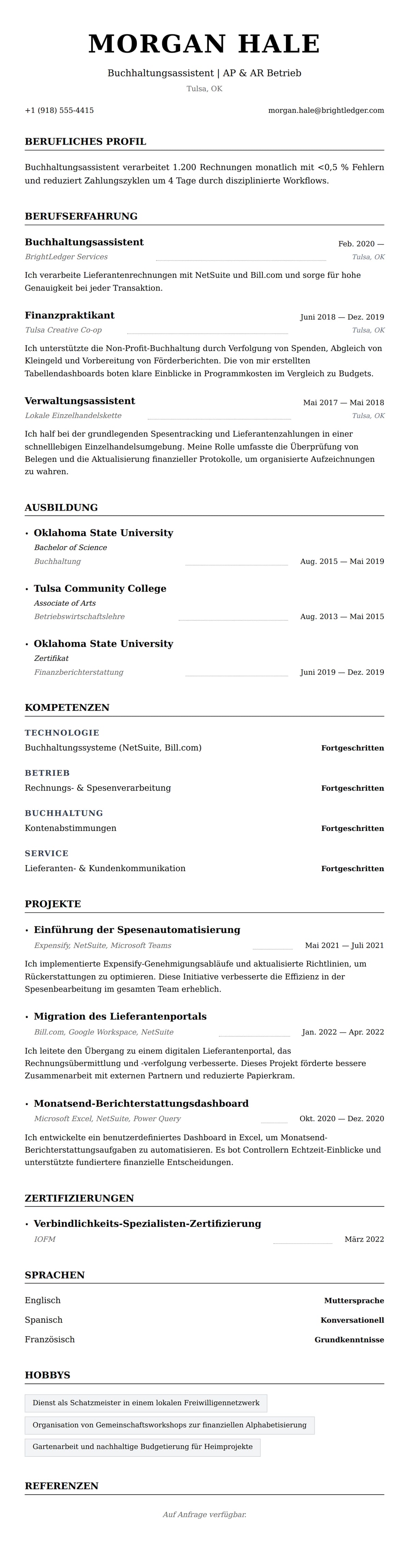 Lebenslaufvorschau für Buchhaltungsassistent Lebenslaufbeispiel