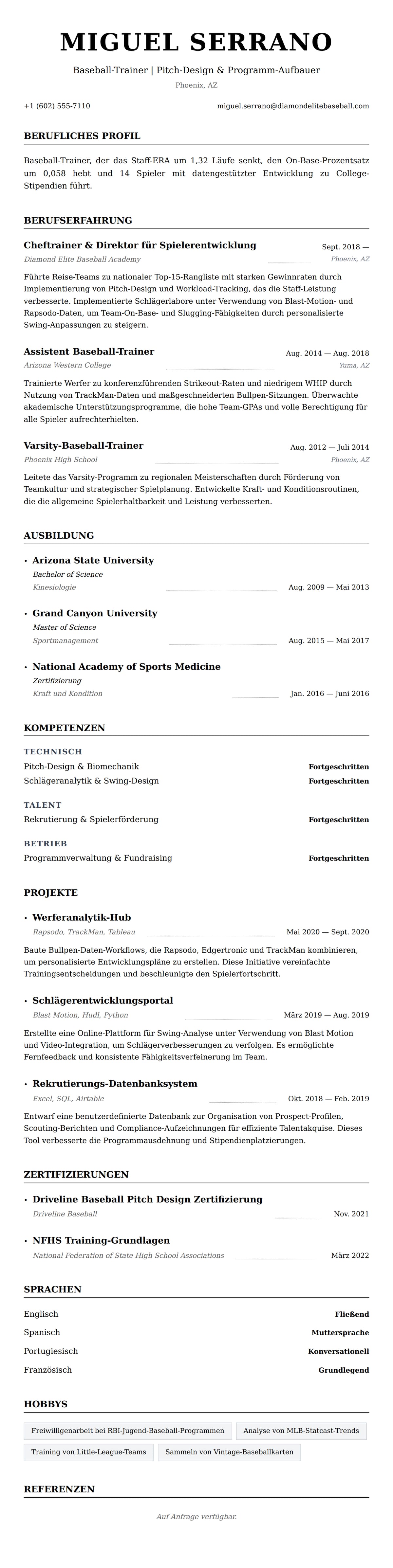 Lebenslaufvorschau für Lebenslauf-Beispiel für Baseball-Trainer