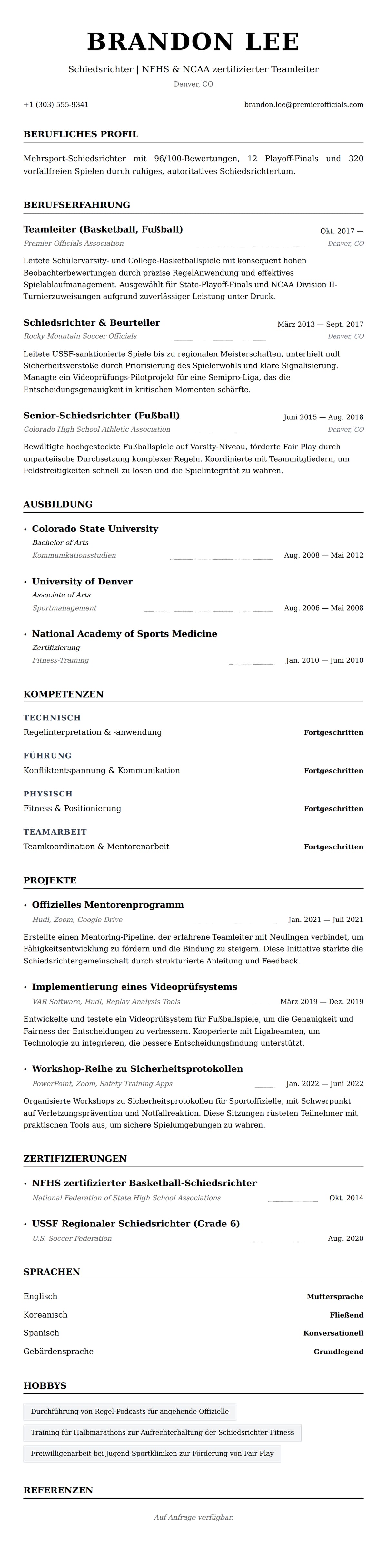 Lebenslaufvorschau für Schiedsrichter-Lebenslauf-Beispiel