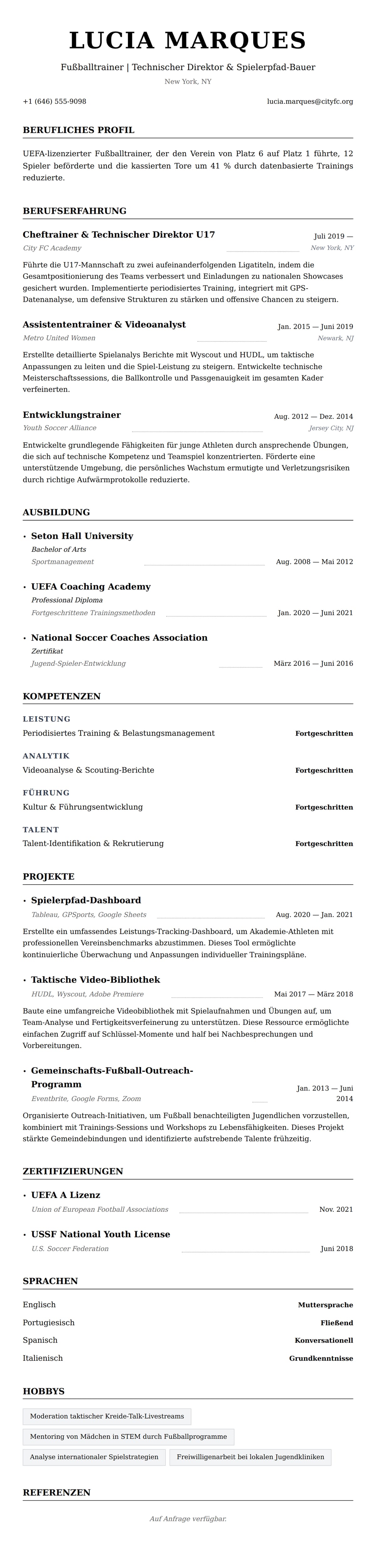 Lebenslaufvorschau für Fußballtrainer-Lebenslauf-Beispiel