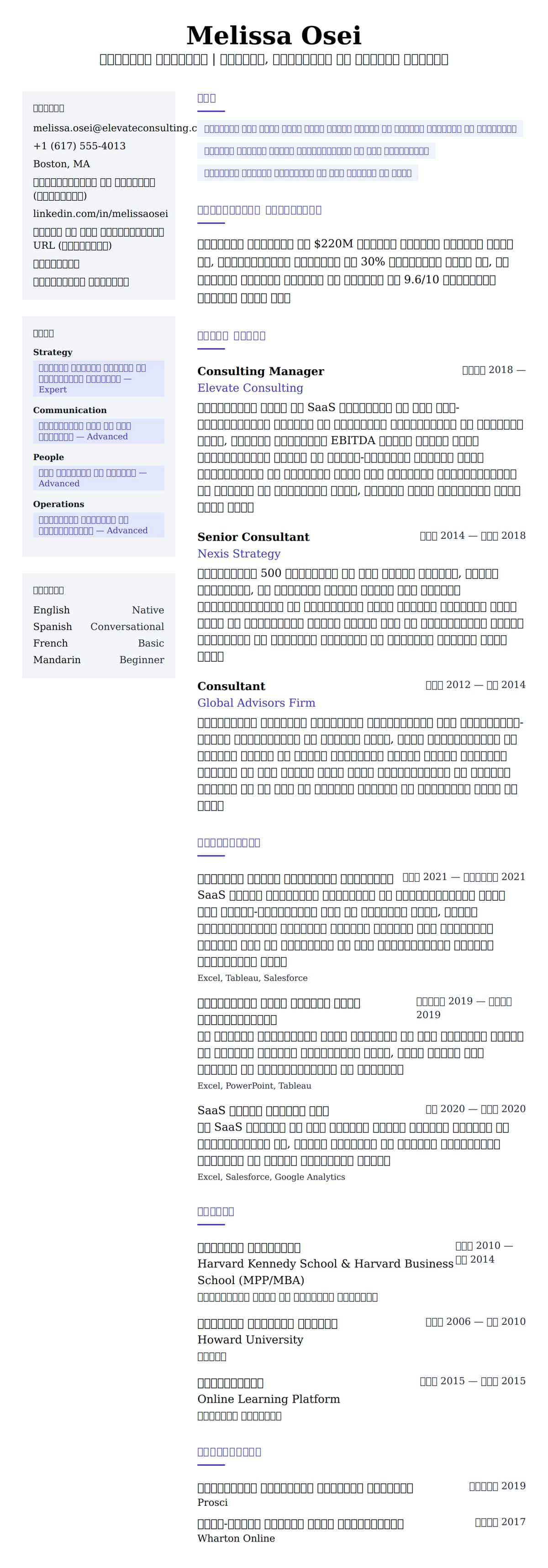परामर्श प्रबंधक रिज्यूमे उदाहरण के लिए रिज्यूम पूर्वावलोकन