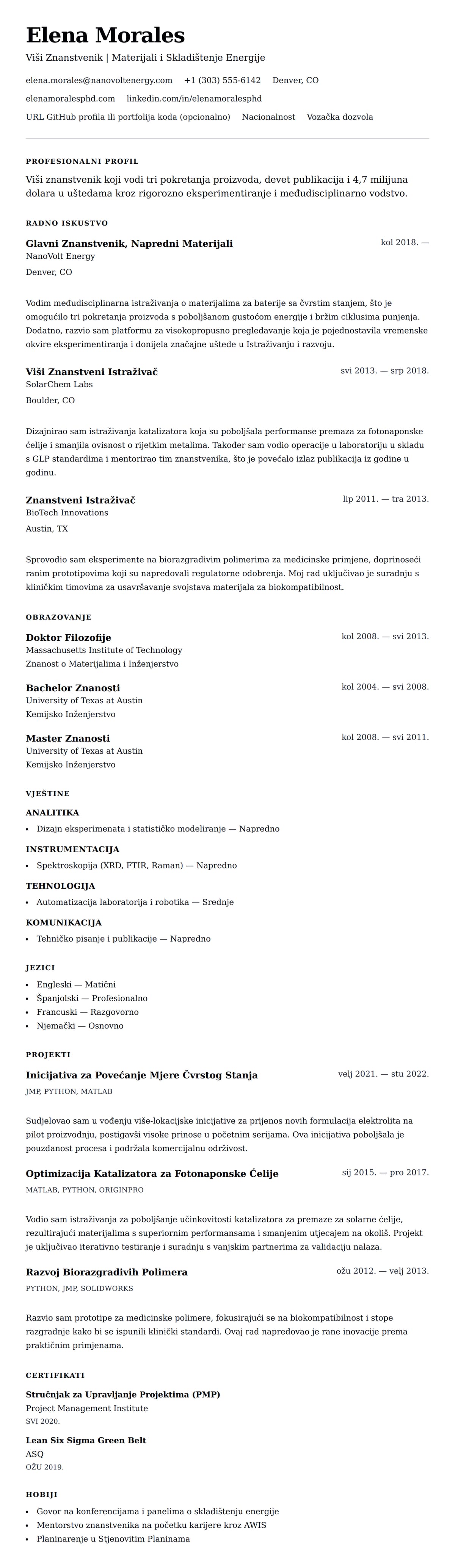 Pregled životopisa za Primjer Životopisa Znanstvenika