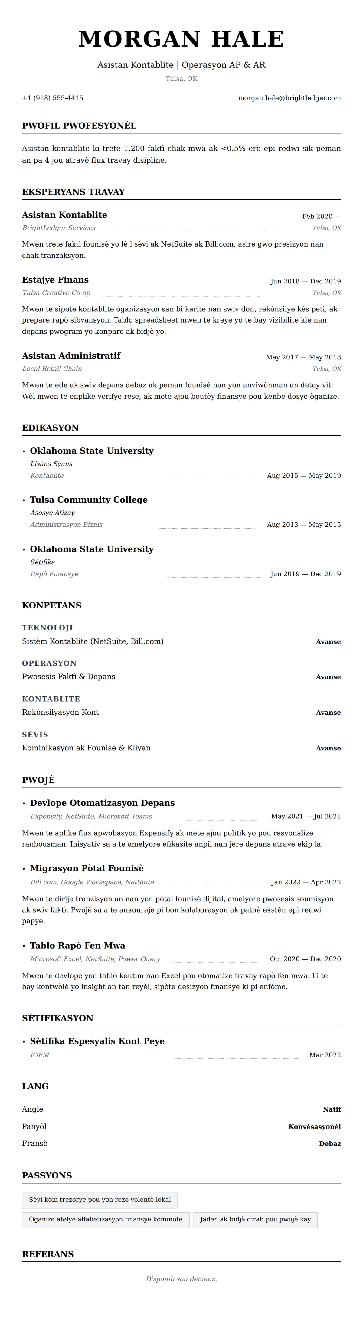 Premye gade rezime pou Egzanp Rezime Asistan Kontablite