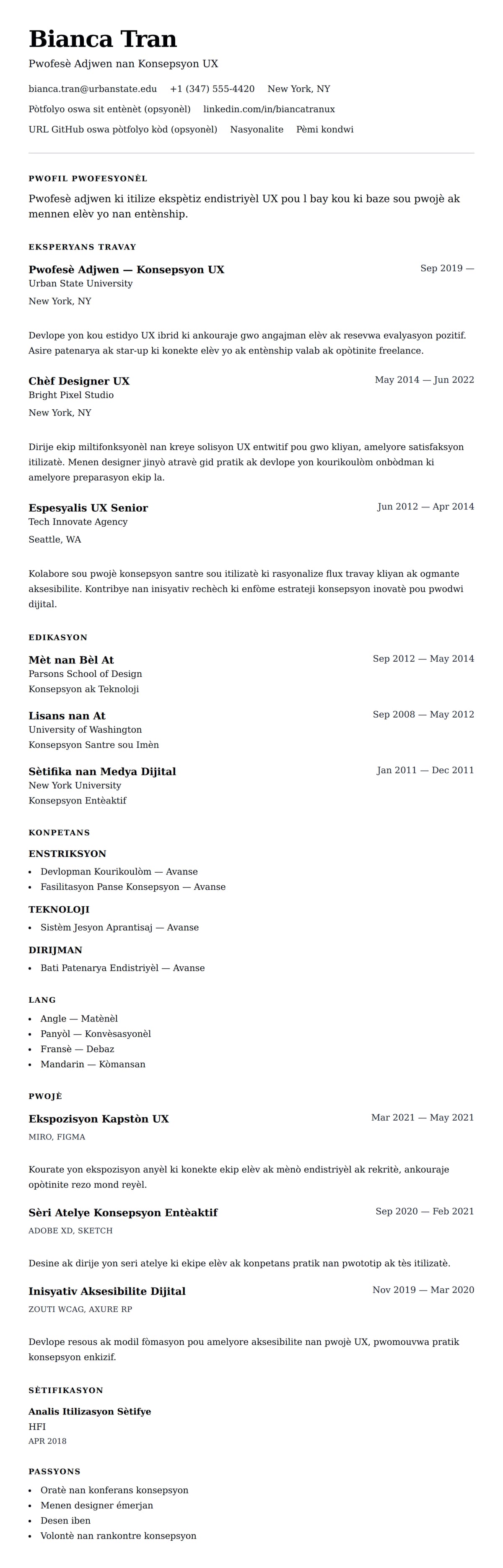 Premye gade rezime pou Egzanp Rezime Pwofesè Adjwen