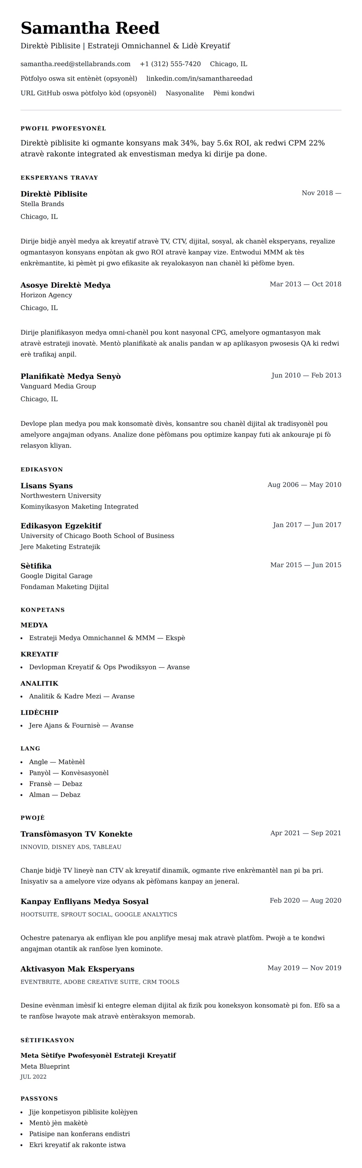 Premye gade rezime pou Egzanp Rezime Direktè Piblisite