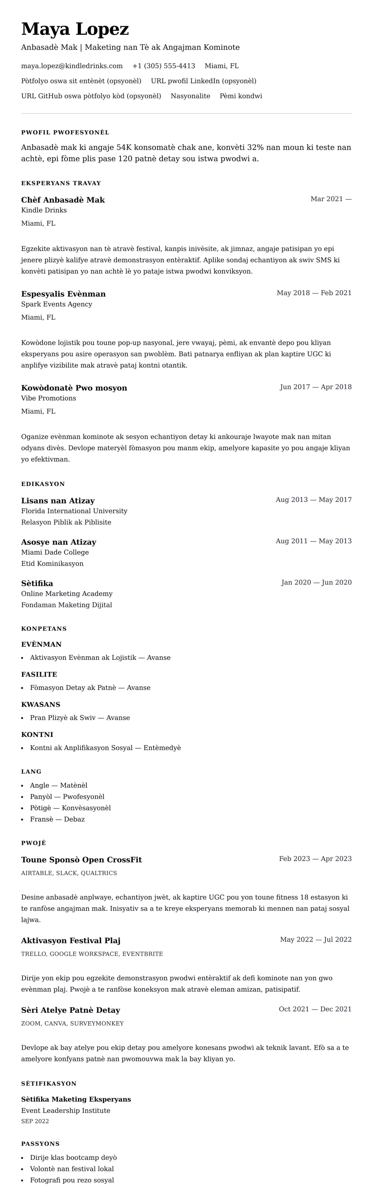 Premye gade rezime pou Egzanp Rezime Anbasadè Mak