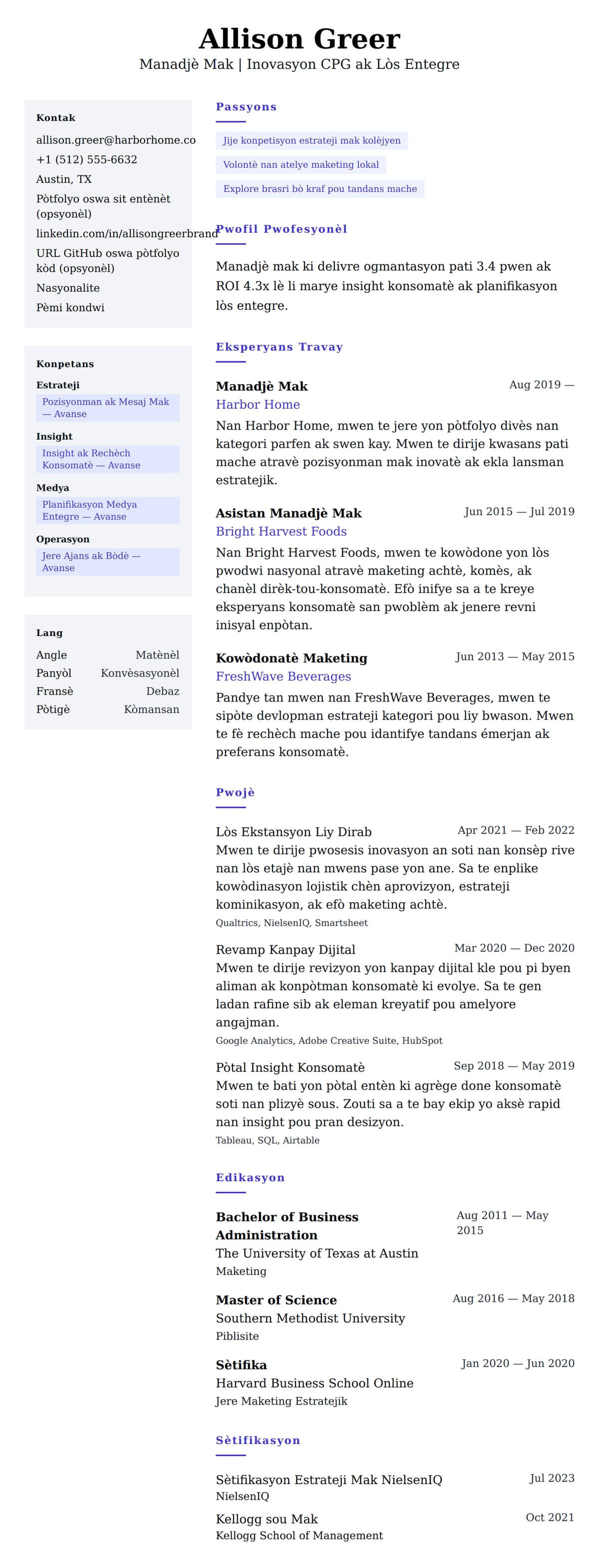 Premye gade rezime pou Egzanp Rezime pou Manadjè Mak