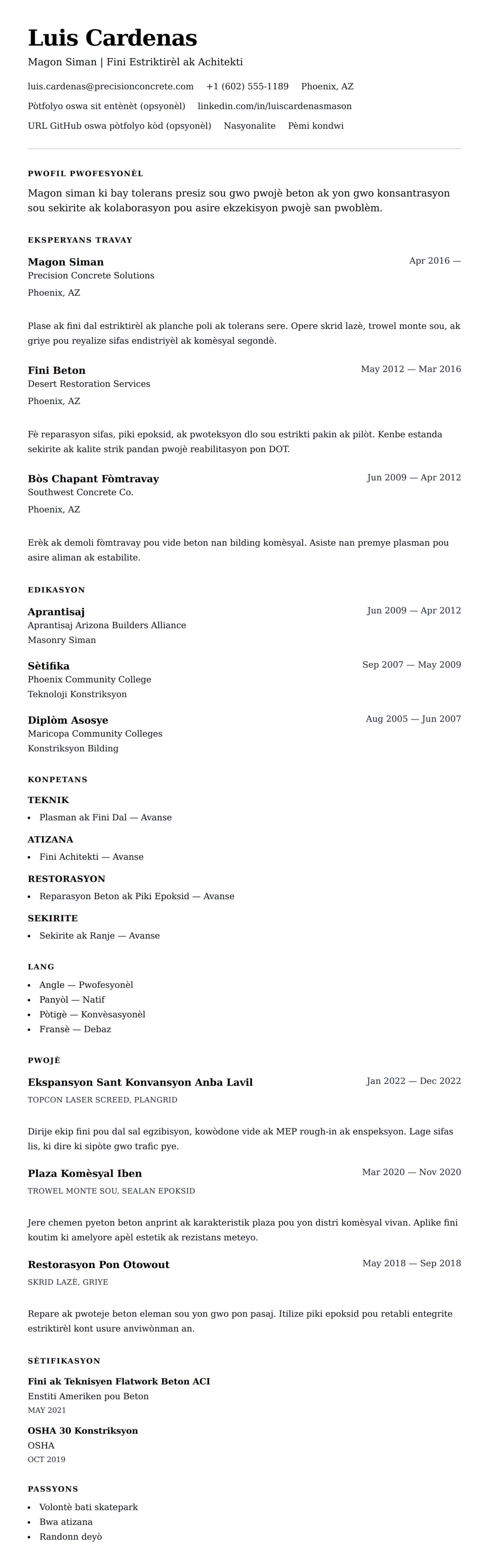 Premye gade rezime pou Egzanp Rezime pou Magon Siman