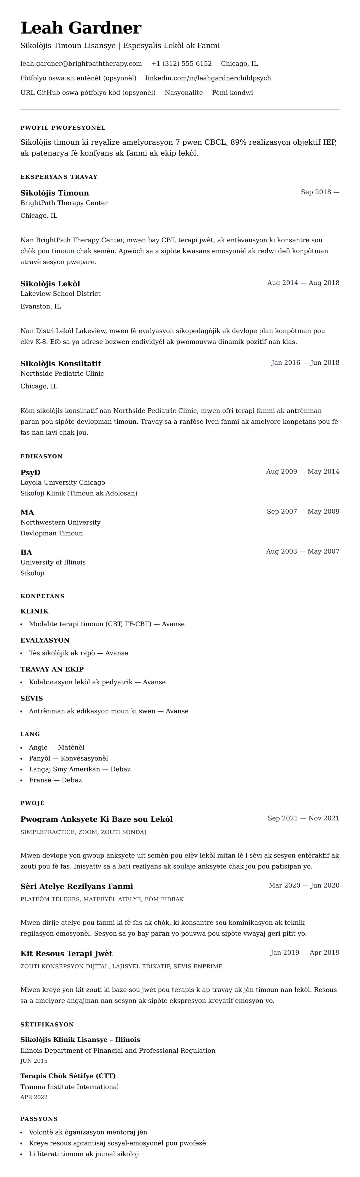 Premye gade rezime pou Egzanp Rezime Sikolòjis Timoun