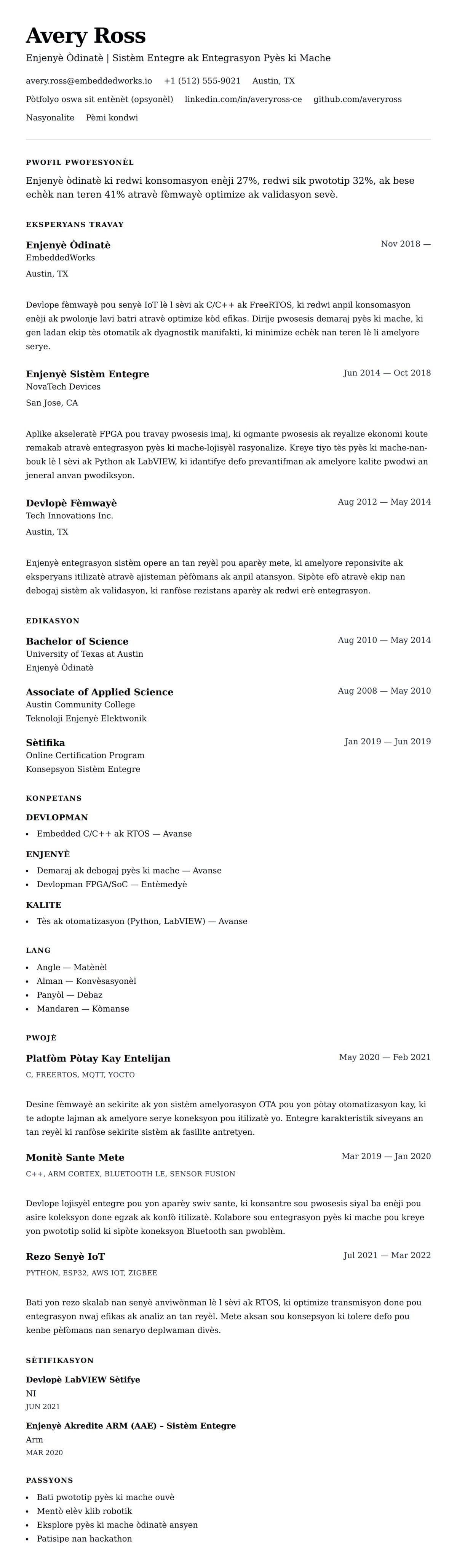 Premye gade rezime pou Egzanp Rezime Enjenyè Òdinatè