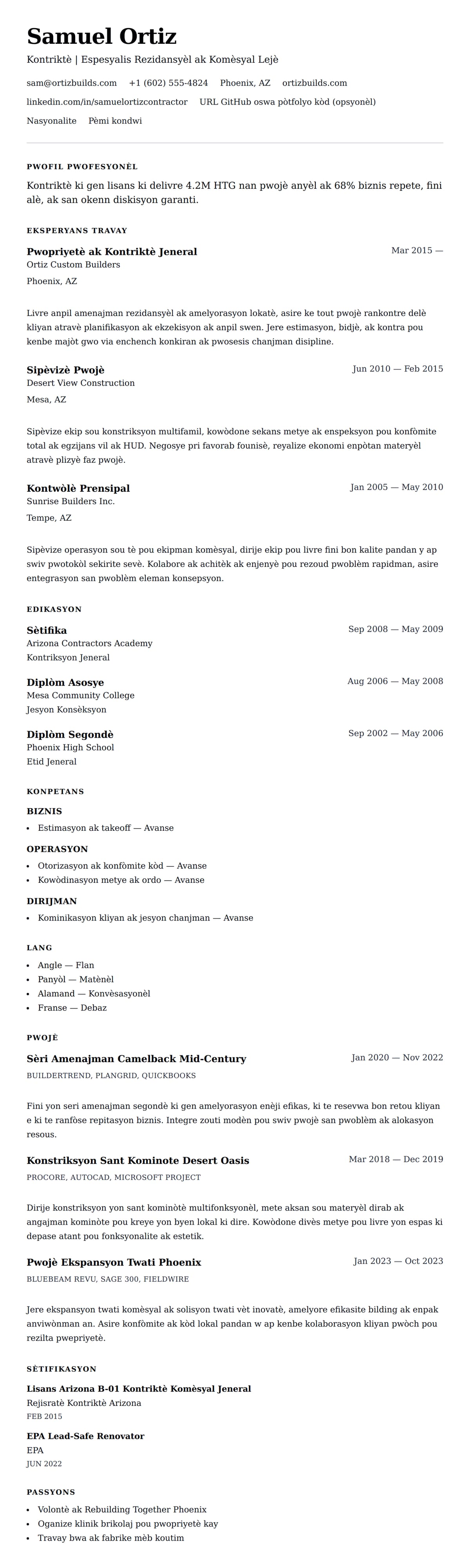 Premye gade rezime pou Egzanp Rezime Kontriktè