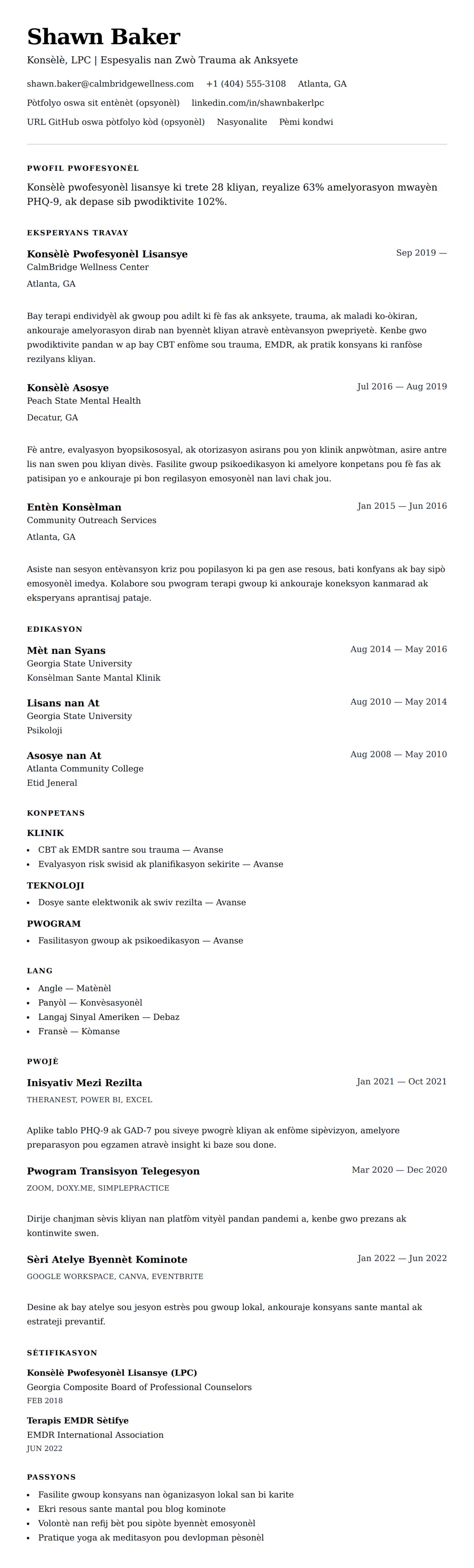 Premye gade rezime pou Egzanp Rezime pou Konsèlè