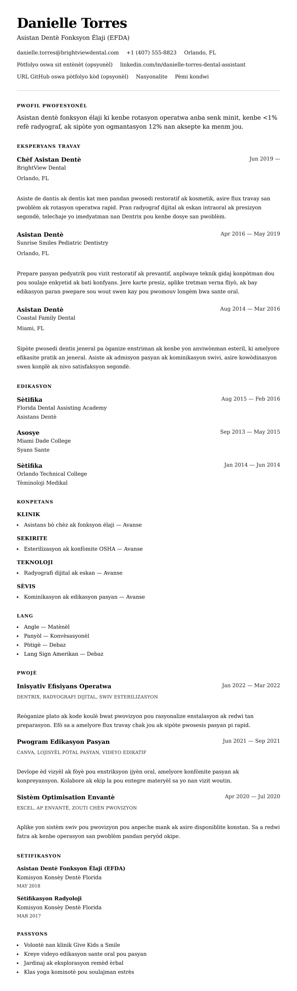 Premye gade rezime pou Egzanp Rezime Asistan Dentè