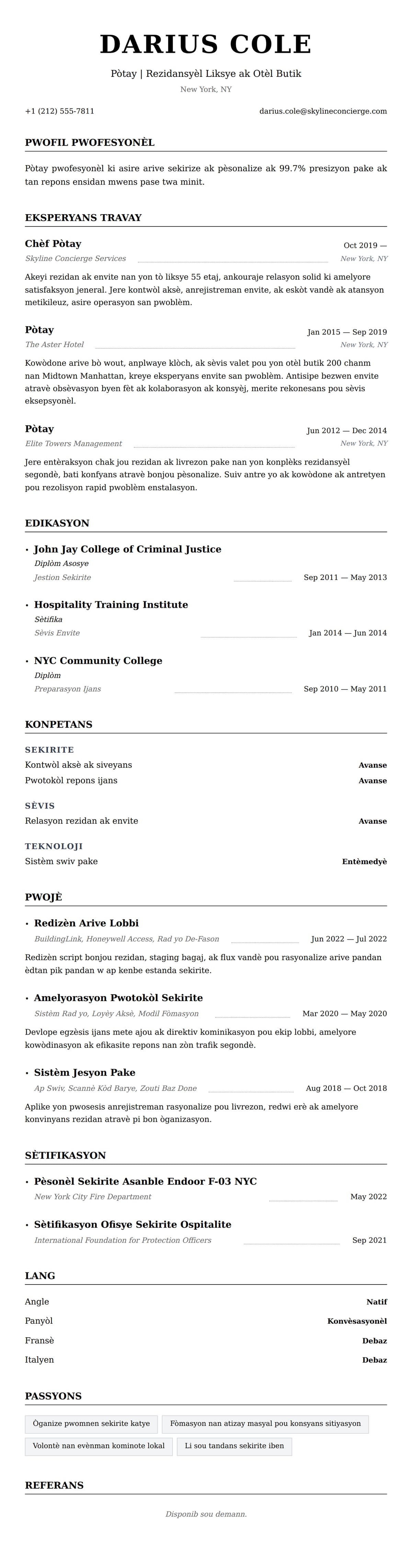 Premye gade rezime pou Egzanp Rezime pou Pòtay