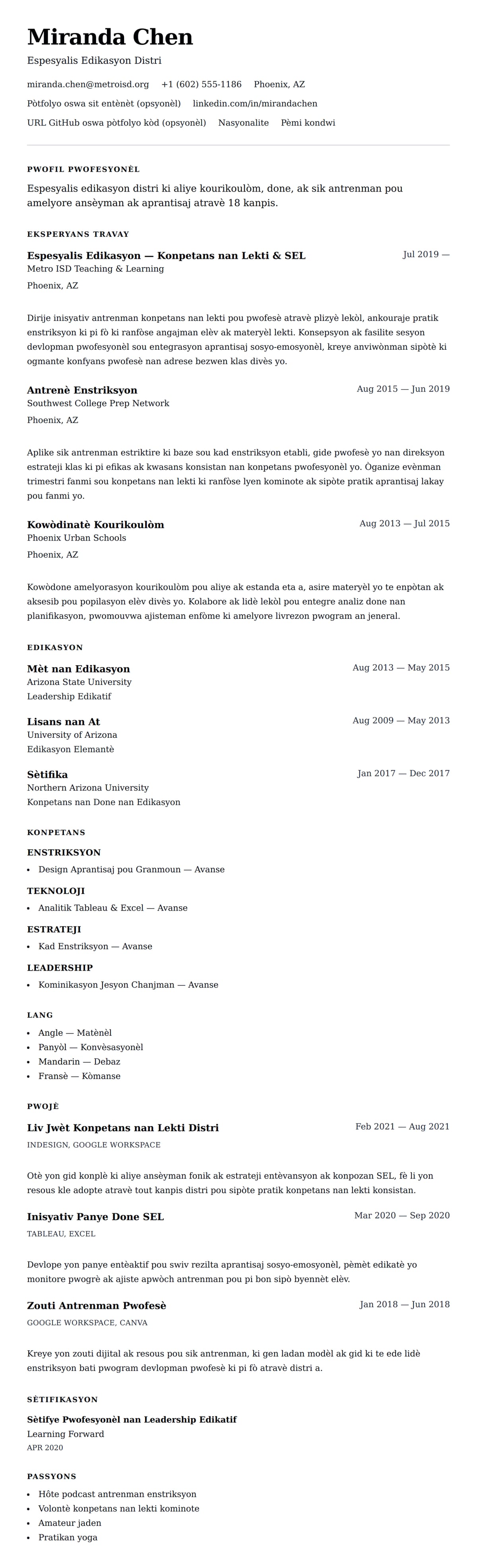 Premye gade rezime pou Egzanp Rezime pou Espesyalis Edikasyon