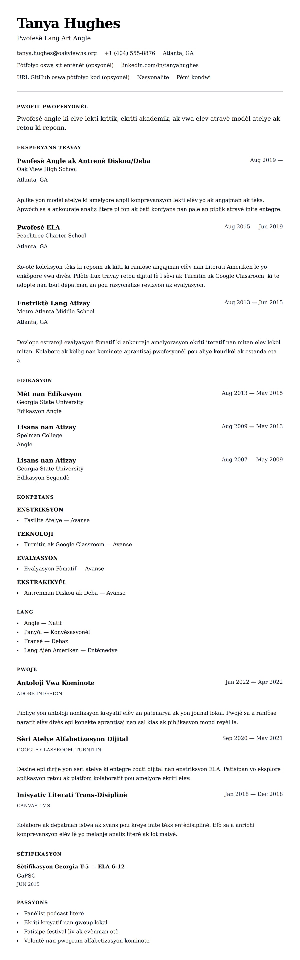 Premye gade rezime pou Egzanp Rezime Pwofesè Angle